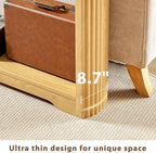 70" Extra Long Narrow Console Table, Fluted-Side Sofa Table with Open Shelf, Entryway/Hallway/Living Room Console – Natural