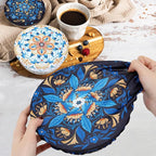 5 Pieces Bowl Covers Reusable, 5 Size Elastic Cloth Bowl Covers for Bread Proofing Stretch Food Covers Washable for Food Fruits Leftover (Lozenge Floral)