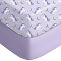 Yoofoss Pack and Play Sheets Fitted, Mini Crib Sheets 2-Pack for Pack N Play Mattress, Stretchy Playard Sheet, Soft and Breathable (Purple+Unicorn)