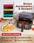 CARTMAN 4QT Small Portable Air Fryer, Ultra-Flat Mini Air Fryer 4 Quart