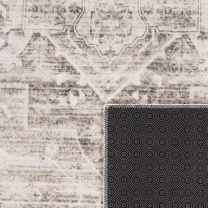 Paco Home Area Rug Modern Oriental Design in Vintage Look in Beige, Size: 4' x 5'3"