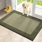 PURRUGS Dirt Trapping Door Mat 32" x 48", Non-Slip/Skid Machine Washable Entryway Rug, Shoes Scraper, Throw Rug, Super Absorbent Area Rug for Muddy Wet Shoes and Paws, Budding Green & Sage Green
