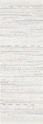 SAFAVIEH Rag Rug Collection Runner Rug - 2'3" x 10', Ivory & Multi, Handmade Boho Stripe Cotton, Ideal for High Traffic Areas in Living Room, Bedroom (RAR121G)