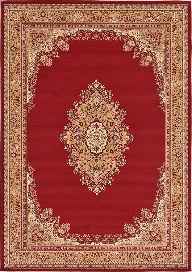 Unique Loom Reza Collection Traditional Persian Style Area Rug, Rectangular 7' 1" x 10' 0", Burgundy/Ivory
