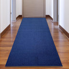 Custom Made Runner Rug Low Pile with Rubber Backing for Kitchen Foyer Hallway Entry Choose Your Length Size 26 Inch Wide Solid and Plain Dark Blue Color (40 feet x 26 inch)