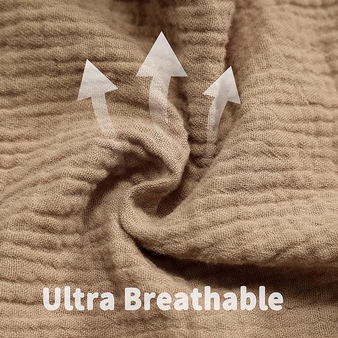 Muslin Crib Sheets for Boys Girls 100% Cotton Fitted Baby Crib Sheet 2 Pack Soft and Breathable for Standard Crib Mattress & Toddler Mattress 52x28in (Beige & Coffee)