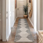 Rugshop Bohemian Stripe Stain Resistant High Traffic Living Room Kitchen Bedroom Dining Home Office Runner Rug 2' 7" x 6' Cream