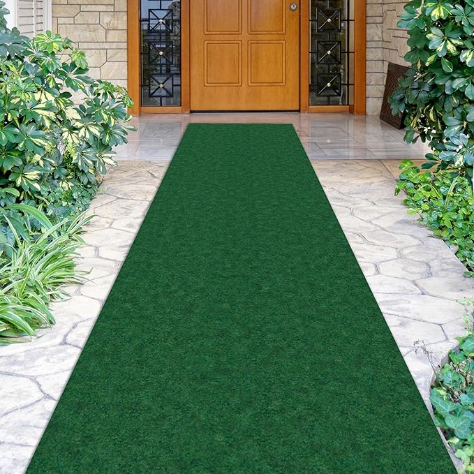 Ottomanson 2'7" x 25' Hallway Runner with Scraper Pile - Extra Durable Non-Slip Rug Mat for Indoor & Outdoor Use - Ideal for Kitchen, Entryway & Garage - High-Traffic Carpet, Green