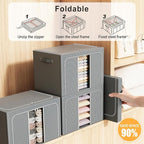 Clothes Storage Bins with Metal Frame, Foldable Clothes Organizers Storage Containers for Clothes, Sheets, Blankets, Pillows and Towels (24L, 3 Pack, Deep Grey)
