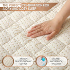 Luxury Quilted Organic Cotton Mattress Protector Full - 380 GSM Waterproof & Breathable Pad - Deep Pocket Fitted Cover - Soft & Silent Protection