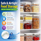 Airtight Food Storage Containers with Lids – 6 Pack BPA-Free Pop Containers for Pantry Organization, Cereal, Flour, Rice, Sugar – Stackable Kitchen Canisters (0.5, 1.2, 1.8 Qt) Set of 6