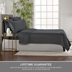 Pure Bamboo Twin XL Sheets, Genuine 100% Organic Viscose Derived from Bamboo Bed Sheet Set, Luxuriously Soft & Cooling, Double Stitching, 2 Year Quality Promise (Twin XL, Charcoal)