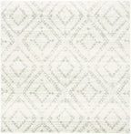 SAFAVIEH Adirondack Collection Area Rug - 6' Square, Ivory & Green, Modern Diamond Distressed Design, Non-Shedding & Easy Care, Ideal for High Traffic Areas in Living Room, Bedroom (ADR131X)