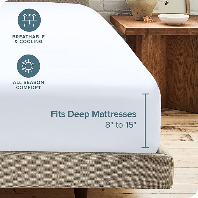 Bare Home 2-Pack Fitted Bottom Sheets Full XL - Premium 1800 Ultra-Soft Wrinkle Resistant Microfiber - Deep Pocket (Full XL, White)