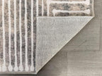GLN Rugs Contemporary Collection - Machine Washable Area Rug, Contemporary Washable, Non Slip, Low Pile Chenille Rug, Living Room, Bedroom, Kitchen Rug (2'6" x 7' Lines Cream)