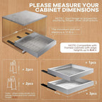 Seinloes 4Pack Expandable Pull Out Cabinet Organizer 21" Deep with Raising Pad for Framed Cabinets,Slide Out Drawers with 4pcs Divider Racks,Roll Out Shelves,Adjustable Width 12.05"-20.4" Silver