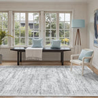 Soalmost 4x10 Wide Hallway Runner Rug: Washable Soft Rug Runners for Living Room Bedroom Ktichen, Stain Resistant Low Pile Area Rugs Non Slip Floor Carpet (Grey, 4x10)