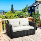 Outsunny 2 Piece Patio Wicker Corner Sofa Set, Outdoor PE Rattan Furniture