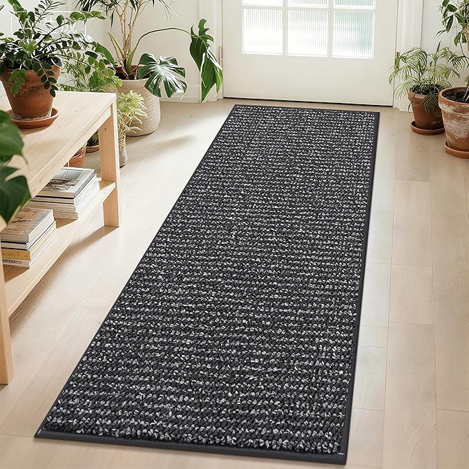 BEQHAUSE Hallway Runner Rugs 2x6, Hallway Rug Non-Slip Washable(Rolled-Up NO Creases), Runner Rug Absorbent Stain Resistant Hall Rug Carpet Runner, Entryway Rugs Floor Mat Laundry Room Rugs, Charcoal