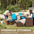 Devoko 9 Pieces Patio Dining Sets Outdoor Space Saving Rattan Chairs
