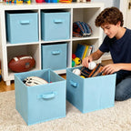 GRANNY SAYS Cube Storage Organizer, 11 Inch 6 Pack Storage Cubes with Handles, Toy Storage Bins for Boys Kids Room, Foldable Organizer Bins for Cube Shelf, Light Blue