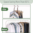 Mr. Pen- Space Saving Hangers for Clothes, 12 pcs, Mahogany Color, Plastic Multi Clothes Hangers Space Saving, 5 Slots, 360° Rotating Hooks