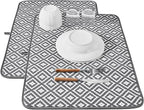 Subekyu 2 Pack Dish Drying Mat, 24*18 inch Ultra Absorbent Microfiber Dishes Drainer Mats for Kitchen Counter, Large Size Dish Drying Pad with Rhombus patterns