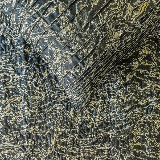 The HomeCentric King/Queen/Twin Black Decorative Bed Runner Twin 53"x18" Bed Runner Without Pillow Cover, Marble Pattern, Pintucks, Quilted Bed Scarf on Jacquard Fabric - Stellaris