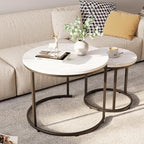 aboxoo Round Nesting Coffee Table Side Table Set of 2 End Tables