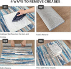 Modern Abstract 6x9 Machine Washable Living Room Rug Non-Slip Soft Bedroom Area Rug Blue Ultra Thin Print Faux Wool Floor Carpet Throw Rugs for Nursery Playroom Dining Room Indoor Office