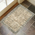 ReaLife Rugs Machine Washable Area Rug - Living Room Bedroom Bathroom Kitchen Entryway Office - Padded Crease Free Stain Resistant Premium - Boho Farmhouse Vintage- Dua- Brown Beige - 2'x 3'