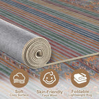 Nakagishi 6X9 Area Rugs Living Room: Washable Large Vintage Rug Neutral Non-Slip Soft Stain Resistant Indoor Carpet for Bedroom Nursery Dining Room Office Playroom - Multi Color