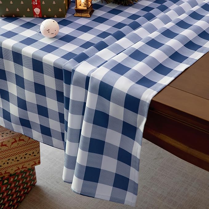 Classic Gingham Buffalo Tablecloth Fabric - Oblong 58x144 Inch Water Proof Checkered Table Cloth for Indoor Outdoor - Table Cover for Birthday, Picnics, BBQs, and Parties