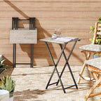 HOOBRO Folding TV Tray Table, Set of 2 Wooden TV Tray, Portable Sofa Side Snack Table, Industrial Desk for Small Spaces, Space-Saving, Easy to Install and Fold, Greige and Black BG27BZP201