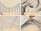 ZPECC Toddler Bedding Set - 4 Piece Hypoallergenic Baby Crib Bedding Set for Boys and Girls, Includes Toddler Comforter, Flat Sheet, Fitted Sheet and Pillowcase, Cream Stripe