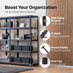 HOMEDANT House 24.4" W 5 Tier Heavy Duty Garage Shelving Adjustable Metal Rack Storage Shelves Standing Shelf Unit Organizers Pantry Closet Office Black 1Pack