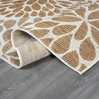 Beverly Rug Outdoor Rug 6x9 Modern Exotic Tropical Leaf Area Rugs for Indoor and Outdoor Patio Deck Porch Garden Water Resistant Washable Outside Carpet (6 x 9 Beige)