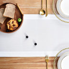 NEWISHER Farmhouse Rustic Table Runner Solid White Rectangular Table Runners Faux Linen Table Runner for Everyday Use Kitchen Dining Party Table 13x48 Inch