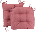 Klear Vu Omega Non-Slip Rocking Chair Cushion Set, Assembled in USA, Thick Padding & Tufted Design, Includes Seat Pad & Back Pillow with Ties, 17x17 Inches, 2-Piece Set, Dusty Rose