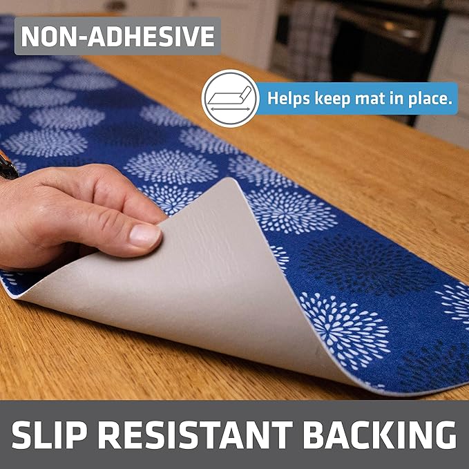 Drymate Premium Luxury Shelf & Drawer Liner, Thick Cushioned Fabric, Non-Adhesive, Absorbent, Waterproof, Slip-Resistant, Liners for Kitchen Cabinets, Cupboards (USA Made)(12”x59”)(2-Pack)(GoodBlue)