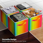 Sorbus 11 Inch Fabric Storage Cubes - Sturdy Collapsible Storage Bins & Handle - 6 Foldable Baskets for Organizing Clothes - Multi Colored Storage Baskets for Shelves (Colorful, 11 Inch)