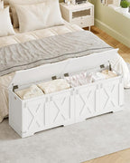Hzuaneri 59" Storage Chest, Large Storage Trunk with 2 Hinges, Farmhouse Wooden Box Bench, Lift-Top Organizer Chest, Entryway Trunk for Bedroom, Living Room, White SB15003X