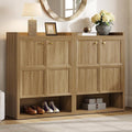 SICOTAS Shoe Cabinet Storage for Entryway - 48-Pair Shoe Cabinets with Doors and Adjustable Shelves, Modern Large 7-Tier Shoes Storage Cabinet for Mudroom Closet Hallway Living Room, Brown Oak, 2PCS