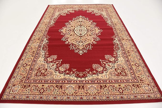 Unique Loom Reza Collection Traditional Persian Style Area Rug, 6 x 9 ft, Burgundy/Ivory