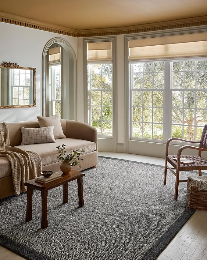 Loloi Magnolia Home by Joanna Gaines Henley Collection HNY-01 Ivory/Charcoal 2'-6" x 7'-6" Runner Rug