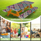 Fitted Picnic Table Cover with Bench Covers Waterproof Elastic Edges Rectangle Patio Tablecloth Outdoor Camping Essentials Stuff Rv Accessories Summer Trip Travel Camper Gifts for Woman Men, 72in 6 ft