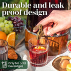 FOODLE Glass Drink Dispenser with Spigot - Glass Beverage Dispenser with Stand - Perfect for Parties & Everyday Use - Pitcher for Water, Lemonade, Sangria, Punch & Juice - Leakproof Spout - 1 Gallon