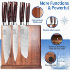 XYJ Magnetic Knife Block Holder,Double Side Magnetic Knife Stand,Acacia Wood,Extra Large Capacity Magnet Knife Storage for Knives and Utensils,Kitchen Organizer Rack Tool Without Knives
