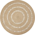 REDEARTH · Round Area Rug - 5 Feet Braided Scalloped Earthy Trails Jute Rug- Artisan Made Boho Jute Patterned Rugs for Bedroom, Kitchen, Living Room, Farmhouse, Aesthetic, Handmade Vintage Décor