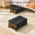 FOUCSSOMEI Under Bed Storage with Wheels,Under Bed Drawers Heavy Duty, 2 Packs, Wooden Under Bed Storage Containers Organizer, Metal Frame, Patented Design
